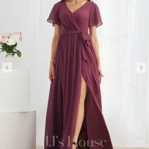 A-Line Chiffon Bridesmaids Dress (JJ's House, Size 18W, Mulberry)